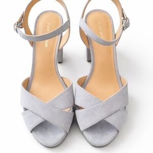 Stuart Weitzman Gray Cross-Strap Heels